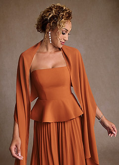 Azazie Josabeth vestidos de madre de la novia Vestido de Canela de Gasa de Corte en A con Plisado image7