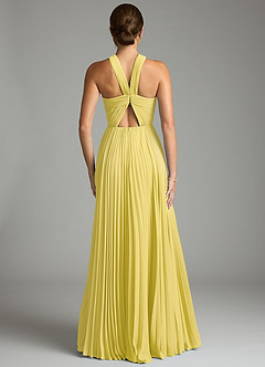 Azazie Afra Bridesmaid Dresses Canary A-Line Pleated Chiffon Dress image2