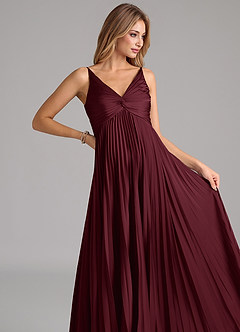 Azazie Raychelle Brautjungfernkleider A-Linie Plissee Stretch-Satin Kleid Cabernetrot image7