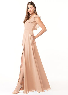 Azazie Jinny Bridesmaid Dresses English Rose A-Line Square Neckline Ruched Chiffon Dress image5