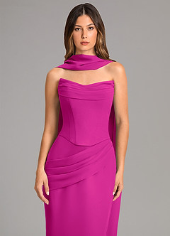 Azazie Sorrel Vestidos de damas de honor Vestido de Fucsia de Gasa de Corte Sirena con Corsé image6