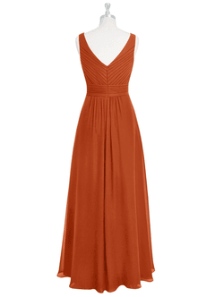 Azazie Pierrette Bridesmaid Dresses Burnt Orange A-Line Pleated Chiffon Dress image8