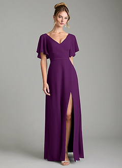 Azazie Ambrosia Robes de demoiselle d'honneur Robe Trapèze en Mousseline de soie Plissée Grain De Raisin image1