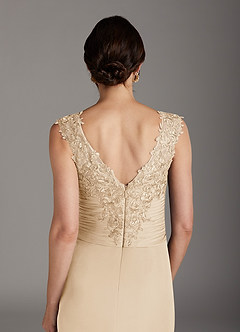 Azazie Edelin Mother of the Bride Dresses Champagne A-Line Sweetheart Neckline Pleated Mesh Dress image7