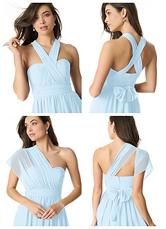 Azazie Olani Bridesmaid Dresses Sky Blue A-Line Off the Shoulder Chiffon Convertible Dress image8