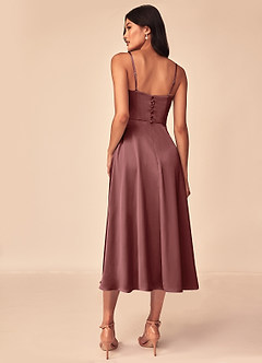 Azazie Dottie Bridesmaid Dresses Amethyst A-Line Stretch Satin Dress image2