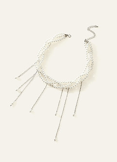 front Gelaagde parelketting met gedraaide patronen
