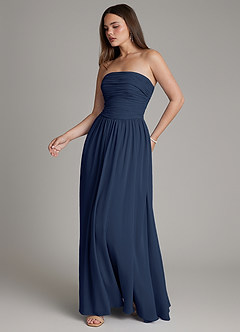 Azazie Andreina Bridesmaid Dresses Dark Navy A-Line Pleated Chiffon Dress image5