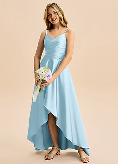 Azazie Eirlys Junior Klä av A-Line i Stretch Satin Plisserad image4