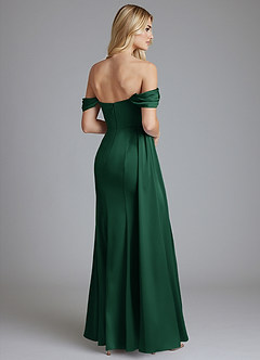 Azazie Amyra Bridesmaid Dresses Dark Green Mermaid Off the Shoulder Stretch Satin Convertible Dress image2