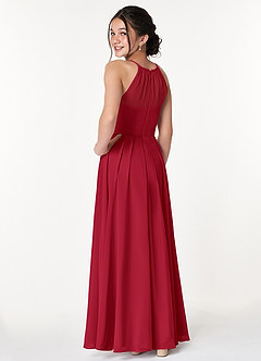 Azazie Ginger Junior Scarlet A-Line Pleated Chiffon Dress image2