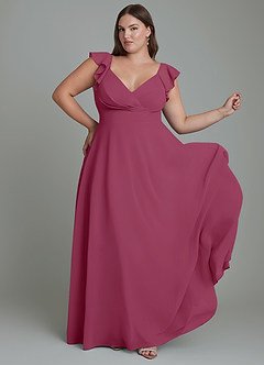 Azazie Leilani Bridesmaid Dresses Mulberry A-Line Pleated Chiffon Dress image8