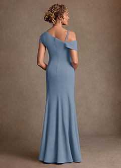 Azazie Rachael Mother of the Bride Dresses Dusty Blue Sheath Off the Shoulder Stretch Crepe Dress image3