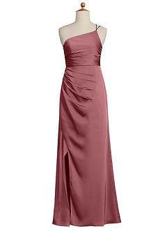 Azazie Eren Junior Desert Rose Sheath Pleated Stretch Satin Dress image8