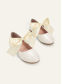 front Satin Bow Mary Jane Girls' Flat Shoes