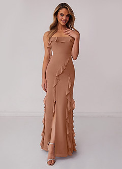 Barbie ♥ Azazie Bridesmaid Dresses Bronzer Sheath Bow Chiffon Dress image1
