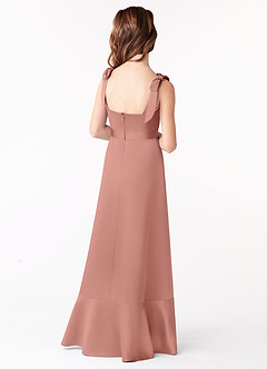 Azazie Barbara Junior Rosette A-Line Bow Matte Satin Dress image3