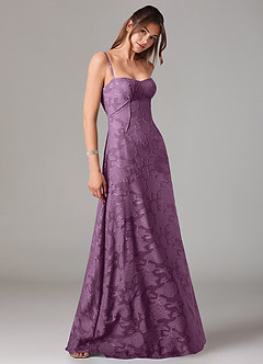 Azazie Valentine Suknie dla druhen Linia A Dekolt w kształcie serca Kwiatowe wypalenie Do ziemi Sukienka image4