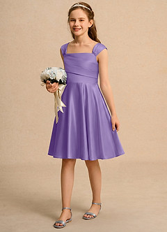 Azazie Budle Girls Formal Flower Girl Dresses Tahiti A-Line Pleated Matte Satin Dress image5