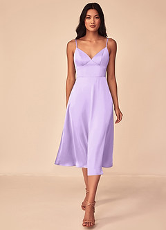 Azazie Dottie Bridesmaid Dresses Lilac A-Line Stretch Satin Dress image1