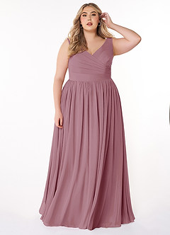 Azazie Keyla Bridesmaid Dresses Vintage Mauve A-Line V-Neck Pleated Chiffon Dress image6