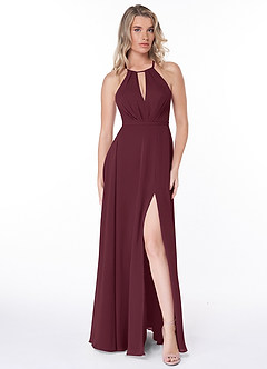 Azazie Evalleen Bridesmaid Dresses Cabernet A-Line Pleated Chiffon Dress image2