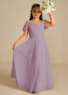 Azazie Chelle Flower Girl Dresses Wisteria A-Line Pleated Chiffon Dress image1