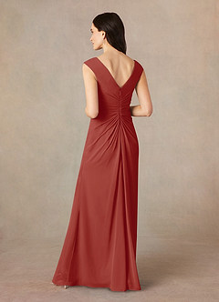 Azazie Sally Mother of the Bride Dresses Terracotta A-Line V-Neck Pleated Chiffon Dress image4
