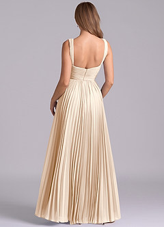 Azazie Mina Robes de demoiselle d'honneur Robe Trapèze en Mousseline de soie Plissée Albâtre Blanc image7