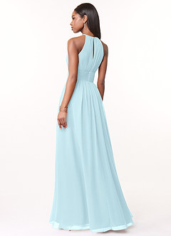 Azazie Bonnie Jurken voor bruidsmeisjes Jurk van Chiffon met A-Lijn Sleutelgat met ruches Wolkenblauw image2