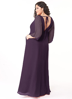 Azazie Rebecca Final Sale Black A-Line V-Neck Long Sleeve Chiffon Dress image10