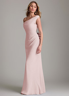 Azazie Emerson Bridesmaid Dresses Blushing Pink Sheath Off the Shoulder Chiffon Dress image6