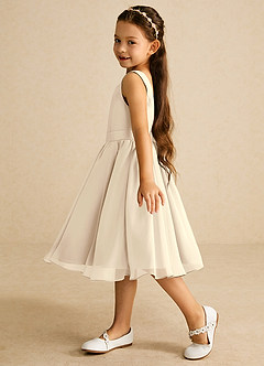 Azazie Ari Flower Girl Dresses Champagne A-Line Sleeveless Chiffon Dress image4