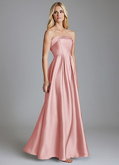 Azazie Lucienne Bridesmaid Dresses Powder Pink A-Line Strapless Stretch Satin Convertible Dress image4