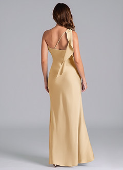 Azazie Driea Jurken voor bruidsmeisjes Jurk van Stretch Satijn met Zeemeermin One-Shoulder Goud image2