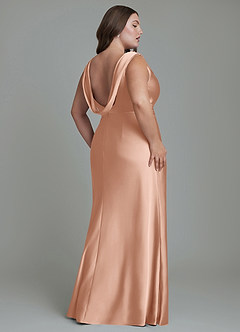 Azazie Kieryn Bridesmaid Dresses Rose Gold Mermaid Pleated Stretch Satin Dress image8