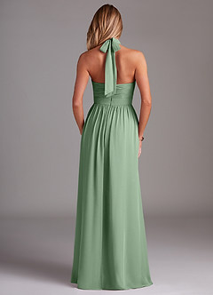 Azazie Avary Bridesmaid Dresses Matcha A-Line Pleated Chiffon Dress image8