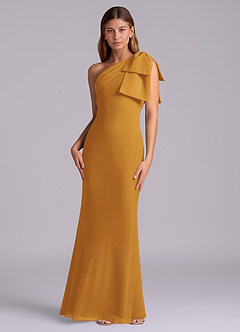 Azazie Yuanna Bridesmaid Dresses Butterscotch Mermaid One Shoulder Chiffon Dress image4