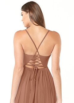 Azazie Aaida Bridesmaid Dresses Bronzer A-Line Corset Chiffon Dress image3