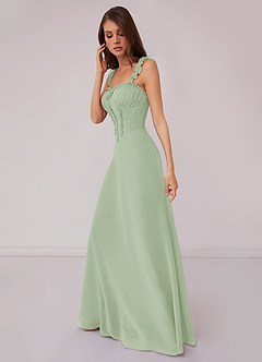 Barbie ♥ Azazie Bridesmaid Dresses Dusty Sage A-Line Sweetheart Neckline Chiffon Dress image3