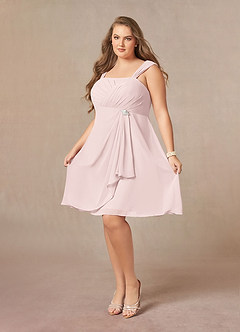 Azazie Olivia Mother of the Bride Dresses Blushing Pink A-Line Square Neckline Pleated Chiffon Dress image10