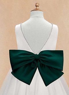 Azazie Seline Flower Girl Dresses Ivory Pine A-Line Bow Tulle Dress image9