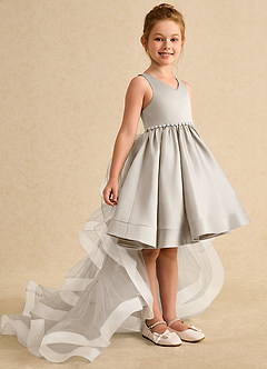 Azazie Julietta Flower Girl Dresses Frost Ball-Gown Convertible Tulle Dress image3