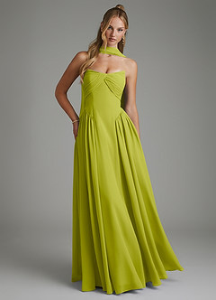 Azazie Evan Bridesmaid Dresses Lemongrass A-Line Strapless Chiffon Dress image4