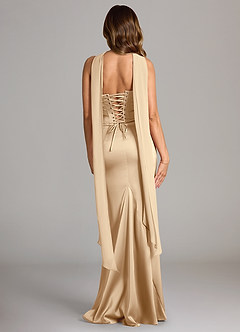 Azazie Sorrel Bridesmaid Dresses Champagne Mermaid Strapless Stretch Satin Convertible Dress image2