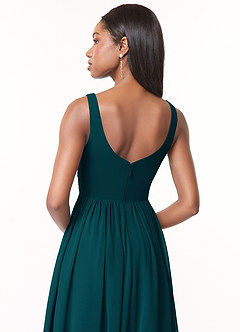 Azazie Keyla Bridesmaid Dresses Pine A-Line V-Neck Pleated Chiffon Dress image4