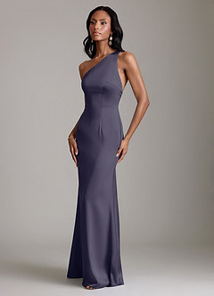 Azazie Voni Bridesmaid Dresses Stormy Mermaid One Shoulder Stretch Satin Dress image6