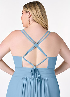 Azazie Farren Bridesmaid Dresses Steel Blue A-Line Pleated Chiffon Convertible Dress image13