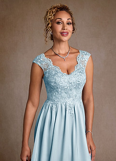Azazie Amethyst Mother of the Bride Dresses Sky Blue A-Line Lace Dress image6