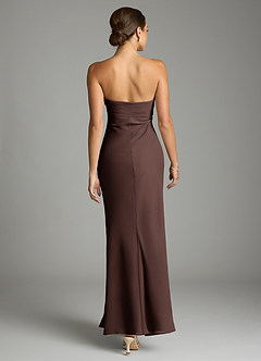 Azazie Saylor Robes de demoiselle d'honneur Robe Sirène en Mousseline de soie Sans bretelles Ganache image11